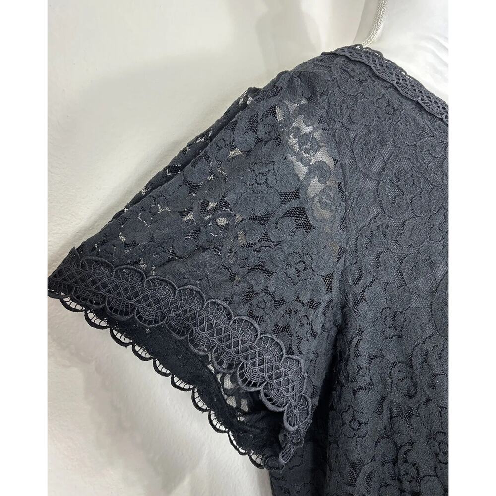 Torrid Black Floral Lace V-Neck Puff Sleeve Cropped Blouse Plus Size 5X (28) - Picture 11 of 12